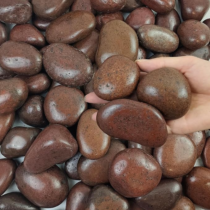 FANTIAN 10 lbs Red River Rocks, 2-3 Inch Polished Pebbles for Indoor Plants, Decorative Rocks Stones for Landscaping, Vases, Aquariums, Fountains, Pathways, Backyard and Garden