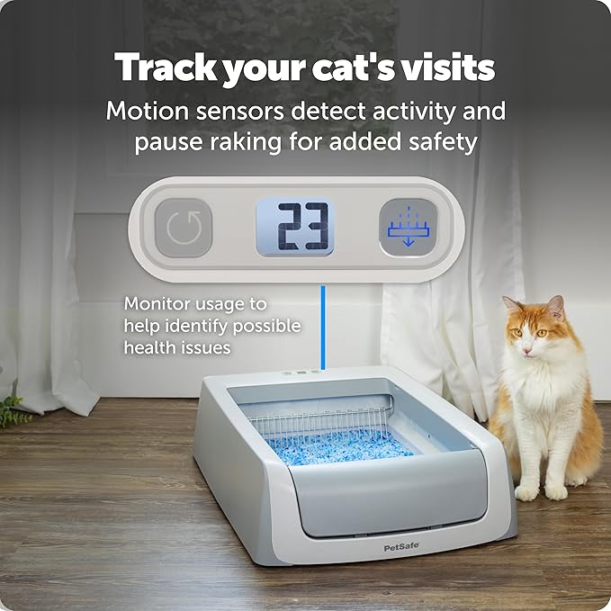 PetSafe ScoopFree Crystal Pro Legacy Automatic Self-Cleaning Cat Litter Box Includes 1 Disposable Crystal Litter Tray Advanced Odor Control Not Enclosed Gray (PAL00-16805)