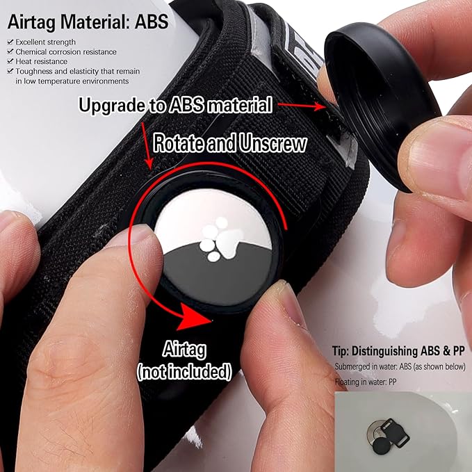 AirTag Dog Collar, 2" Wide Tactical Military Dog Collar with AirTag Holder & 3 Pet Patches, Soft Padded Reflective Waterproof Nylon Collar with Metal Buckle for Medium Dogs (Black, M)
