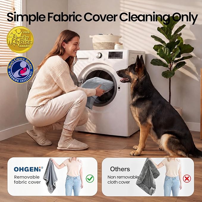 OhGeni Orthopedic Cooling Dog Bed Couch, Cooling Big Pet Sofa for Extra Large Sized Pets with Memory Foam, Machine-Washable Waterproof Removable Cover, Soft Comfortable Fabric, 44-inch (Cool Gray)