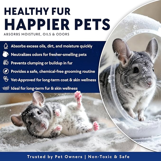 2.5 LB. Hamster Sand Bath - Dust Free, All Natural Volcanic Ash for Fur Health - Sand Bath for Chinchillas, Gerbils, Mice, Degus & All Small Pets - Made in USA - Hamster Accessories by Billy Buckskin