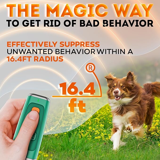 STOPWOOFER Ultrasonic Dog Bark Deterrent, No Shock Humane Bark Control Device, Stops Barking Fast, Indoor & Outdoor Dog Trainer, Safe for Medium Dogs