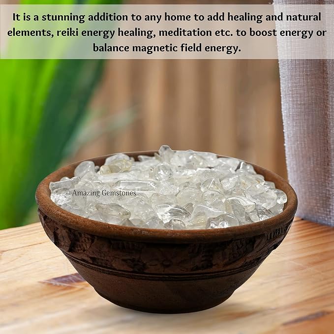 Amazing Gemstone Clear Quartz Crystal Chips and Tiny Crystals for Aquarium Gravel - Bulk Fish Tank Gravel, Small Tumbled Stone Chips and Tiny Crystals for Decoration (Natural AAA Grade Gemstones)