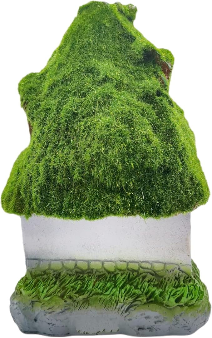 M2cbridge Aquarium Decorations Fish Hideout House Betta Cave Landscape Garden Decoration with Green Lifelike Moss (Garden Shed)
