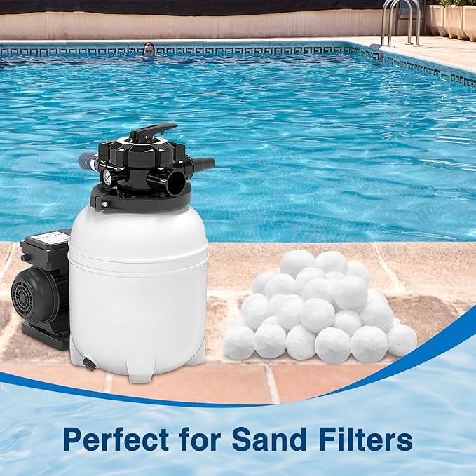 Halatool 3.2 LB Pool Filter Balls for Sand Filter, Replace 112 LB Pool Sand | Reusable, Lighter, Long-Lasting Use, High-Efficiency Filter Balls for Swimming Pool Filter, Aquarium Tank, Clean & Safe Water