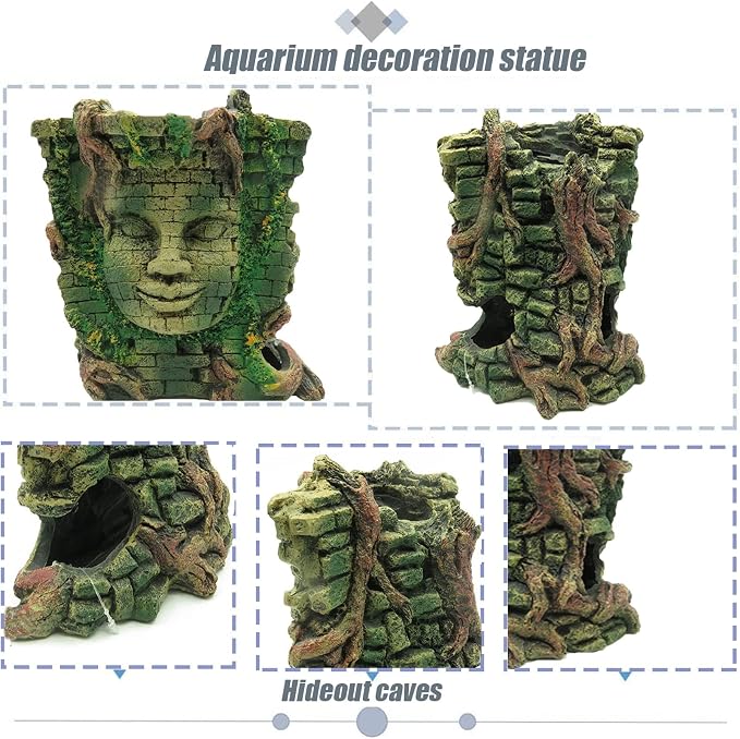 Tfwadmx Aquarium Decoration Statue Fish Tank Resin Ancient Roman Ruins Ornament Cave Hideout for Hermit Crabs Crayfish SuckerFish Guppy