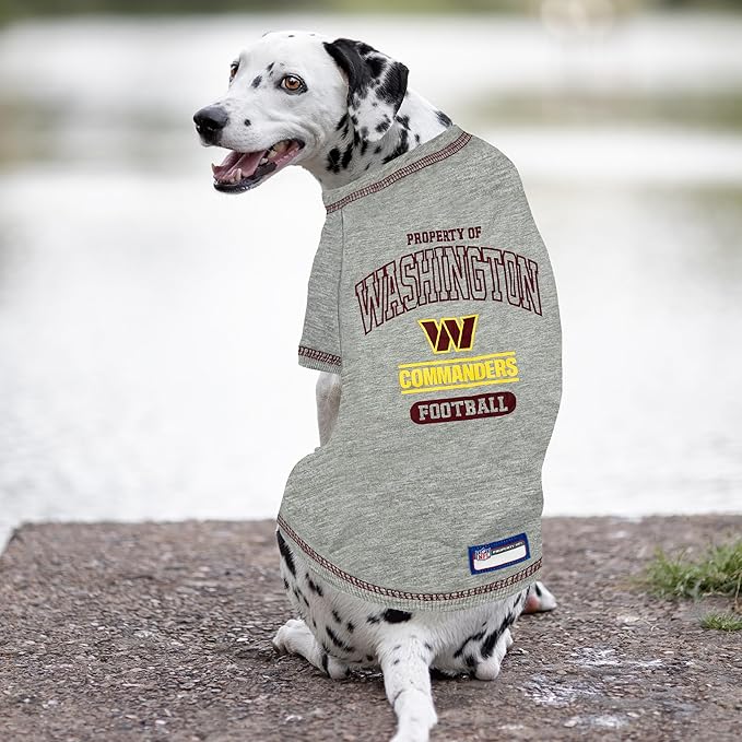 NFL Washington Commanders Dog T-Shirt Large. - Licensed Shirt for Pets Team Colored with Team Logos- Premium Stretchable Materials for the Comfort of Your Dog & Cat