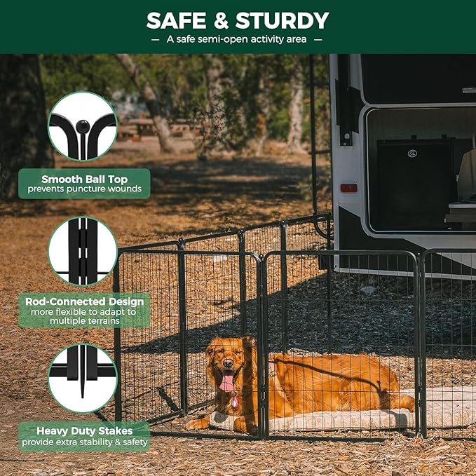 FXW Rollick Unleashed Dog Playpen for Indoor, Yard, RV Camping, 32 inch 16 Panels Dog Pen with Playpen Storage Bag (2 Packs) for Small and Medium Dogs, Black│Patented