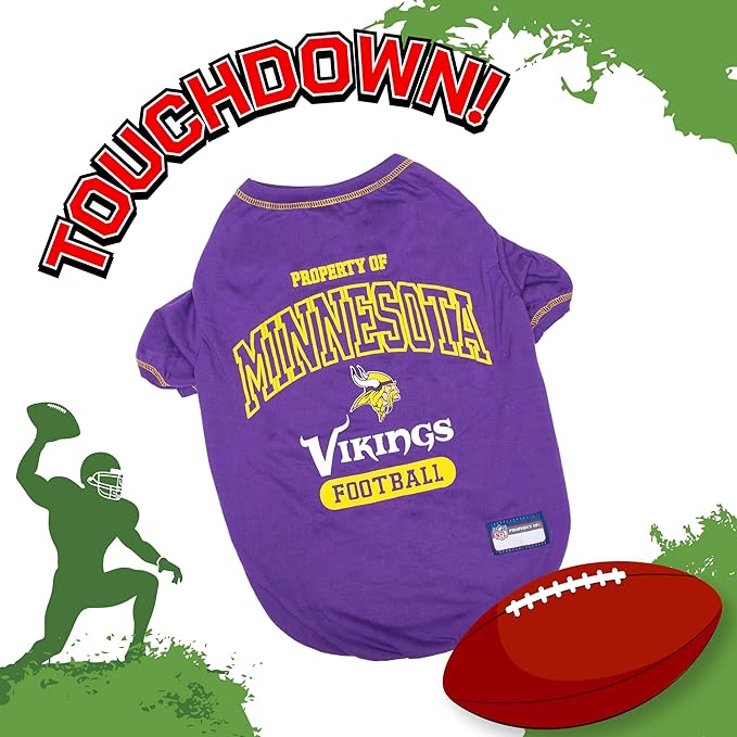 NFL Minnesota Vikings Dog T-Shirt for Pets, Size X-Large. Officially Licensed Pet Shirt with Team Logo, Soft Stretchable Comfort Fit Apparel for Dogs & Cats