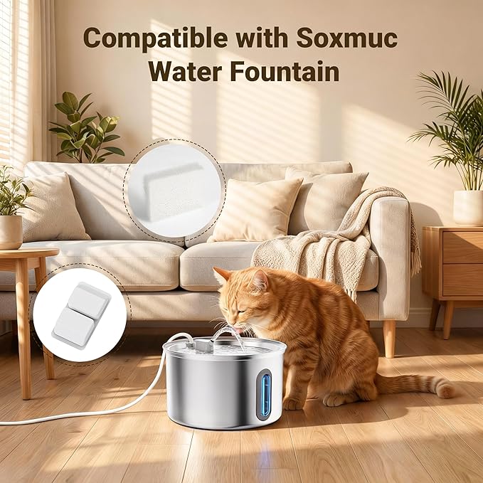 Cat Water Fountain Stainless Steel, 3.2L/108oz Pet Fountains for Drinking with Smart Quiet Pump and Large Water Level Window, Easy-to-Clean Automatic Pet Water Dispenser for Indoor Use