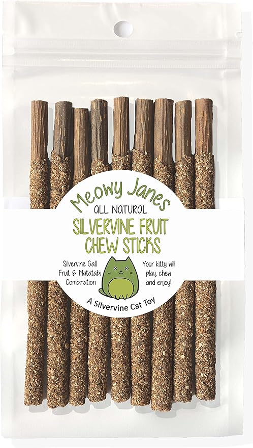 Meowy Janes Matatabi Chew Sticks 2.0 - Silvervine Powder Coated Vine - Natural Cat Toy and Cat Treat