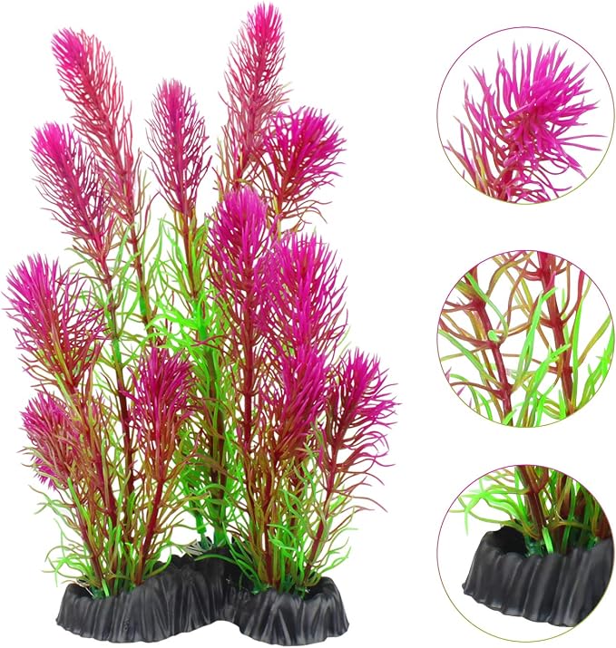 MyLifeUNIT Artificial Aquarium Plants, Plastic Fish Tank Plants for Aquarium Decorations, Pack of 7 (Style A)