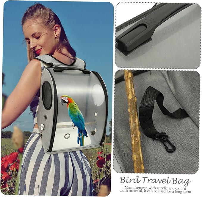 Parrot Carrier Bag Breathable Design Outdoor Bird Backpack for Travel Convenient Bird Perch and Comfortable Shoulder Straps for Hiking and Outings