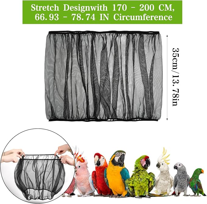 2-Pack Bird Cage Net,Adjustable Bird Cage Netting Seed Catcher,Birds Cages Seeds Catchers for Round & Square Large Cages, Fits Parakeets, Cockatiels & More