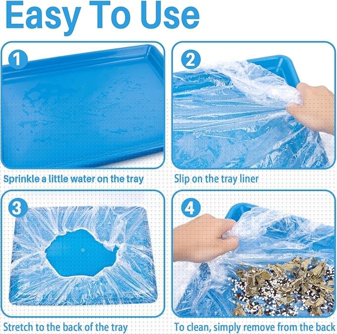 RAINFLOW Clear Plastic Disposable Cage Liner - 20PCS Rabbit Litter Box Liners Waterproof Elastic-Edged Universal Small Animal Cage Liner Bag for Bunny Bird Hamster Hedgehog Guinea Pig (19.6x27.5inch)