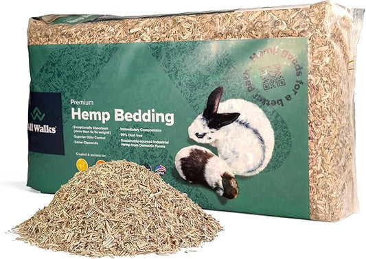 All Walks 18.5 Liter Premium Natural Hemp Bedding, Odor Control, Low Dust, Highly Absorbent, for Rabbits, Hamsters, & Small Animals, Biodegradable, Made in USA