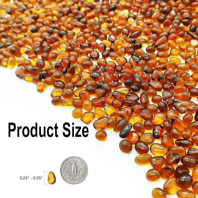 Keedolla 2 lbs/900g Aquarium Sea Glass Pebble Stones, 6-9mm Fish Tank Gravel Marble Rock for Aquarium, Fish Turtle Tank, Vase Fillers, Garden - Amber