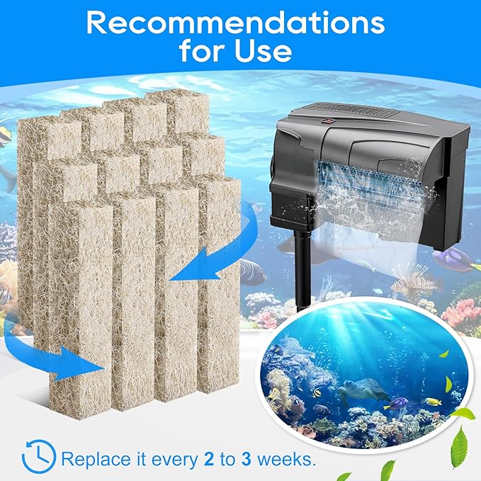 Ammonia Reducer Filter Pads Compatible with Aqueon Quietflow 20 & 75, Sponge Replacement Filter Cartridges for Aqueon Quietflow LED PRO Aquarium Fish Tank Power Filter 6PCS