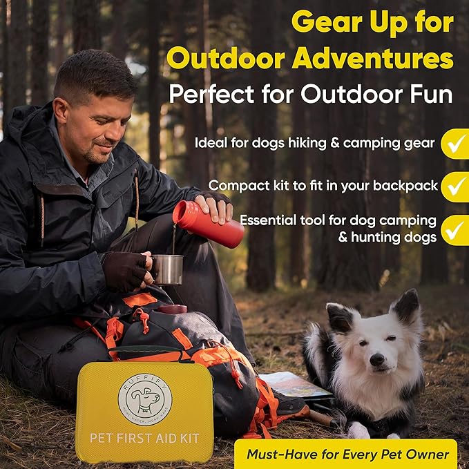 Dog and Cat First Aid Kit – Vet Approved, 74 Essential Items Pet Emergency Kit Accessories for Car, Travel, Hunting, Hiking & Camping Gear with Mini Pouch for Home, Office & Outdoor Adventures