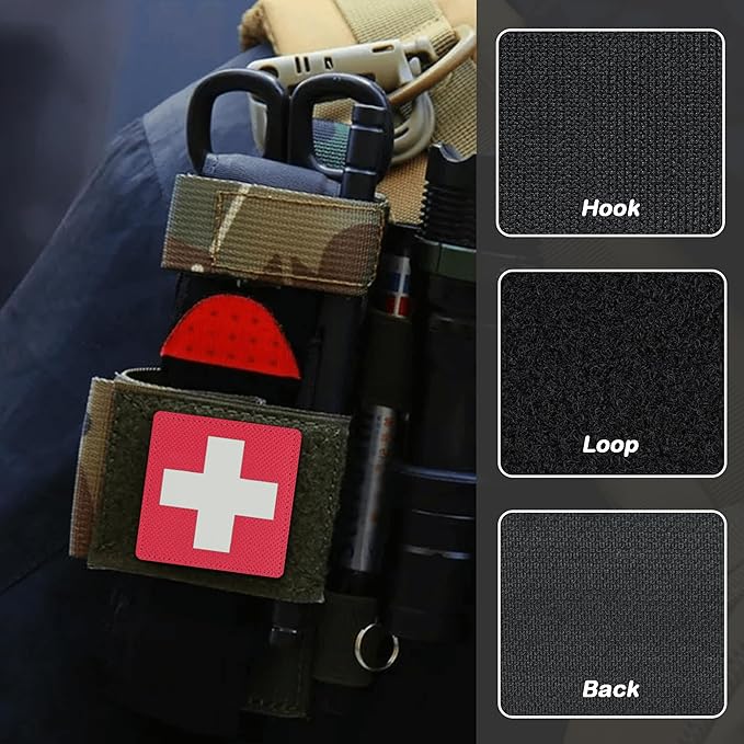 2-Pack Glow in The Dark Patches Luminous Medic Patch First Aid Patch for Backpack, Bags, Hats (2.36"x2.36")