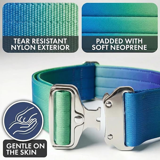 Spark Paws Tactical Dog Collar - Heavy Duty, Premium Quality, Thick and Durable for Large and Medium Dogs - Lime Wave - L - 1.5"