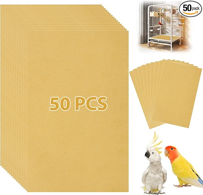 50 PCS Gravel Liner Paper for Bird Cage 10 x 16 Inch Bird Cage Paper Liners Birdcage Cage Liner for Birdcage Parrots Cockatiels