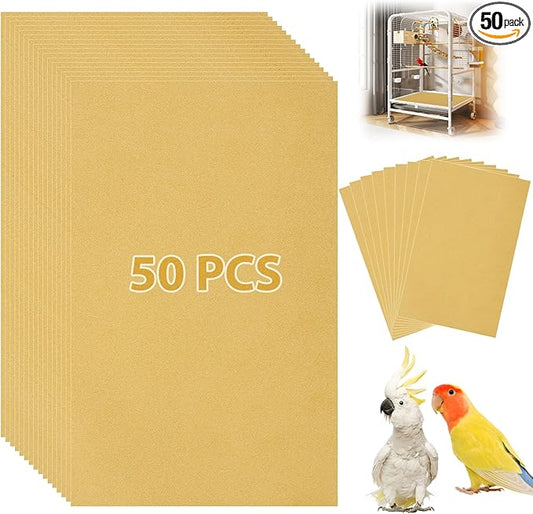 50 PCS Gravel Liner Paper for Bird Cage 10 x 16 Inch Bird Cage Paper Liners Birdcage Cage Liner for Birdcage Parrots Cockatiels