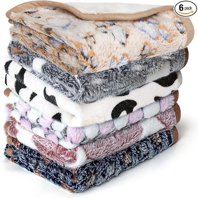 YedsIntu 6 Pcs Washable Guinea Pig Blankets Absorbent Small Animal Fleece Bedding Cage Liners Reusable Pet Pee Pad Sleep Mat Pad Cover for Hamster Ferret Rabbit Chinchilla Hedgehog (24" x 47")