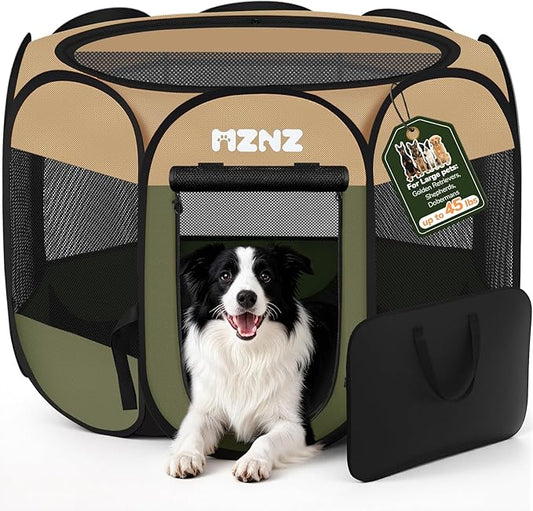 Dog Playpen, Portable Puppy Pet Crate Indoors for Small/Medium/Large Dogs Cats Rabbits, Foldable Dog Cage Enclosure for Outdoor, Pop Up Dogs Tent Kennel with Carrying Case, Olive Green