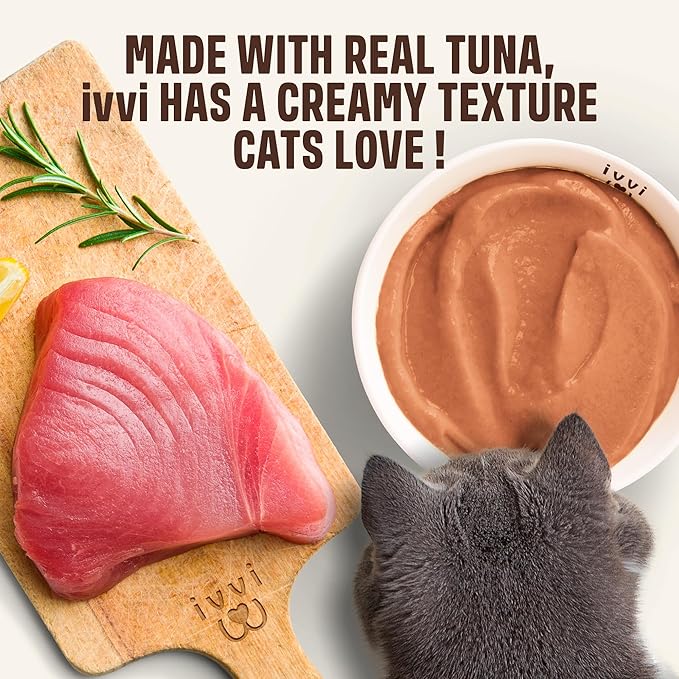 ivvi Indoor Hairball Support Cat Treat – Creamy Lickable Treat for Indoor Cats – Malt & Fiber Digestive Support – Helps Reduce Hairballs – Grain Free – 15g Sachets