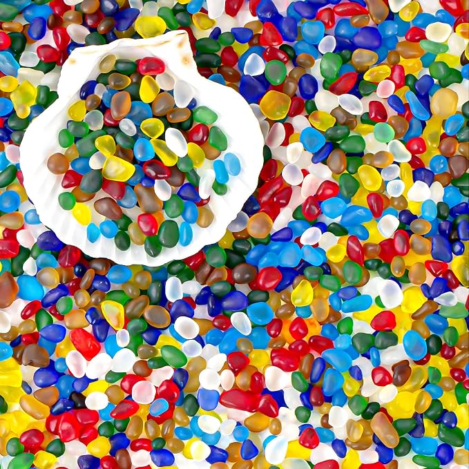 QEQEKAKA Sea Glass Stones for Crafts 1LB Colorful Pebbles Gemstones Bulk | Small Glass Stones for Beaching Wedding DIY Decor Aquarium Turtle Tank Vase Filler (405g/14.28oz)