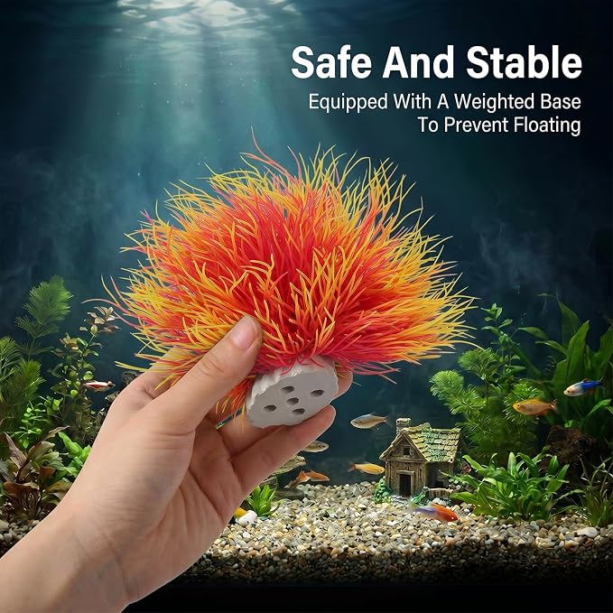 Abeillo 2pcs Artificial Aquarium Plants, Plastic Realistic Fish Tank Decor Plant Fake Natural Style Aquarium Decorations Plants Fish Tank Accessories