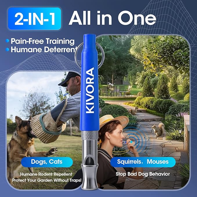 KIVORA 4 Pack Dog Whistle to Stop Barking Neighbors Dog,304 Stainless Steel Adjustable Ultrasonic Silent Dog Training Whistle for Recall & Bark Control,Professional Whistle Suitable for All Dogs