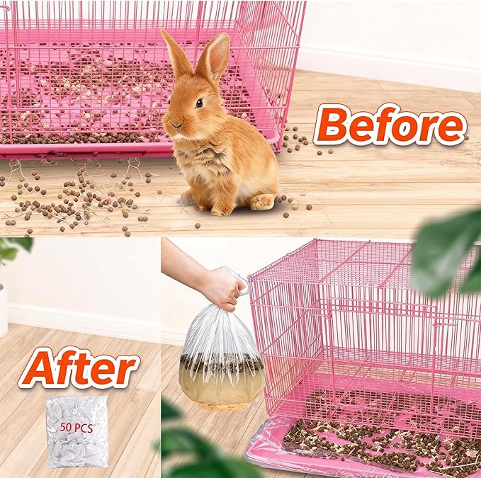50 Pcs Bird Cage Liner, Leak-Proof Bird Cage Liners 14.17 * 10.23inch, Rabbit Litter Box Liners, Quick Cleanup Essential for Small Animals Indoor Use