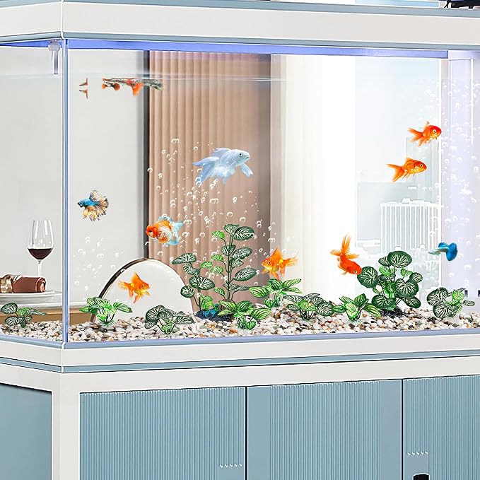 MyLifeUNIT Betta Fish Tank Decor Plants, 10 Pack Silk Aquarium Plants for Fish Tank Decorations, Betta Fish Leaf Pad for Sleeping Resting Hiding Playing