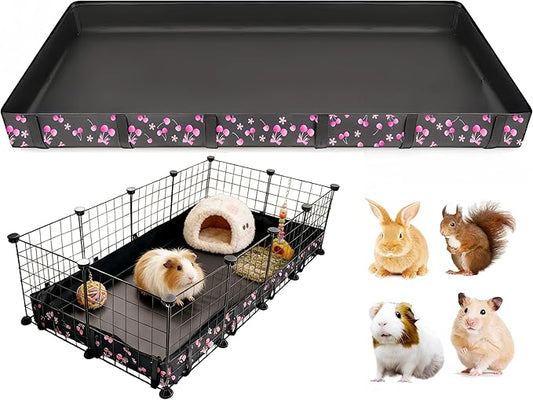 DZWLKJ Guinea Pig Cage Liner,Washable Tarp Bottom Base,Cherry Graphic,28"x56", Reusable for Rabbit, Chinchilla, Hedgehog, Ferret & Other Small Animals.