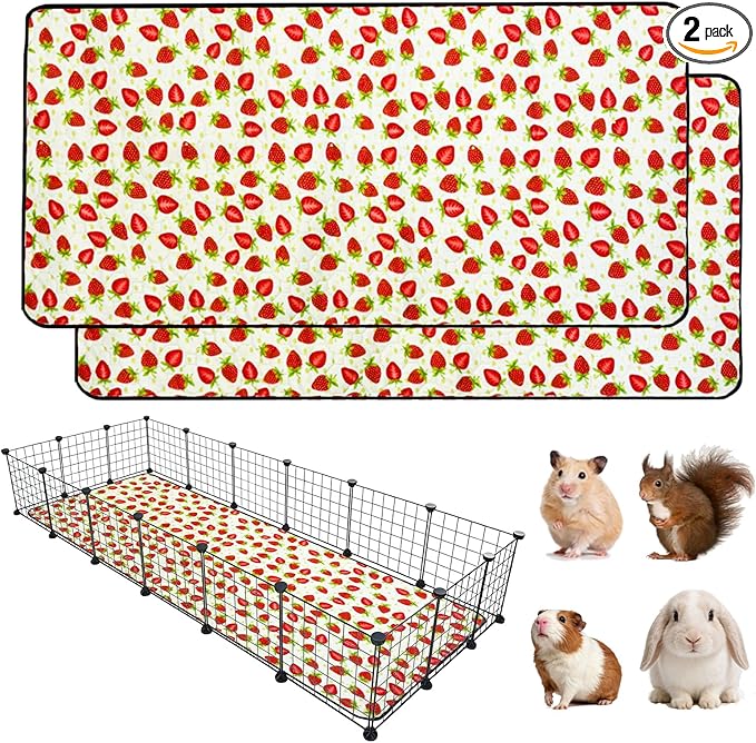2 Pack Guinea Pig Cage Liners, Waterproof Reusable Guinea Pig Cage Liners,Waterproof Super Absorbent Pee Pads for Small Animals,36x72 inch 2pack
