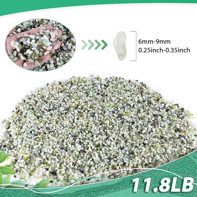 Succulent Rocks for Plants Tiny Pebbles for Planters 11.8LB Pea Gravel Bulk Course Sand Soil Small Decorative Stones for Indoor Bonsai Pots Cactus Top Dress Aquarium Garden Landscape, Green