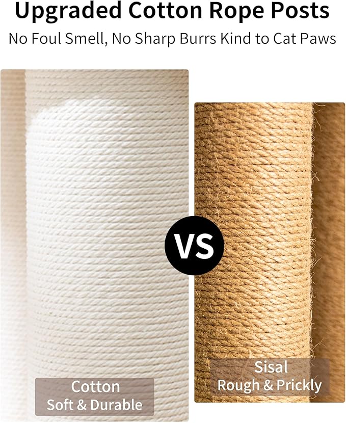 Modern Cat Tree for Large Cats, Modern Cat Tree Tower with Wide Shelves Cotton Scratching Posts, Super Sturdy Base, Cozy Perches, and Interactive Toys for Indoor Kittens 31-Inch