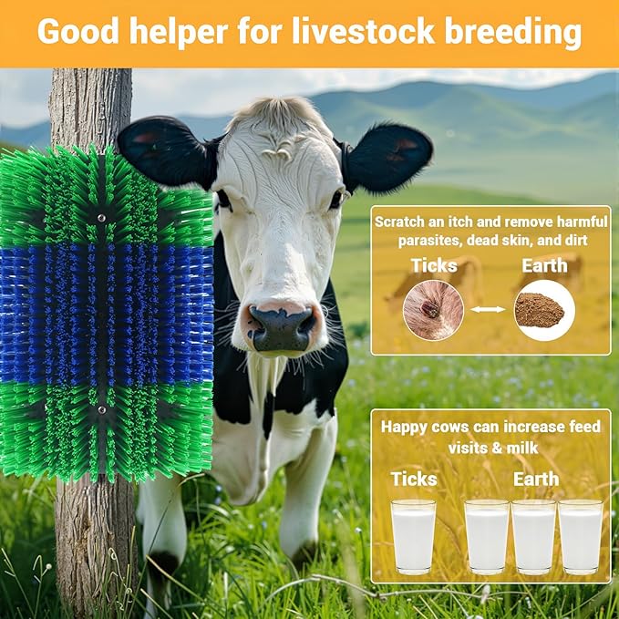 2PCS Livestock Scratching Brush,Extra Large Size Livestock Scratching Brush, Massage Grooming Kit for Cattle, Sheep, Pig, Animal Back Scratching & Itch Relief, Blue-Green