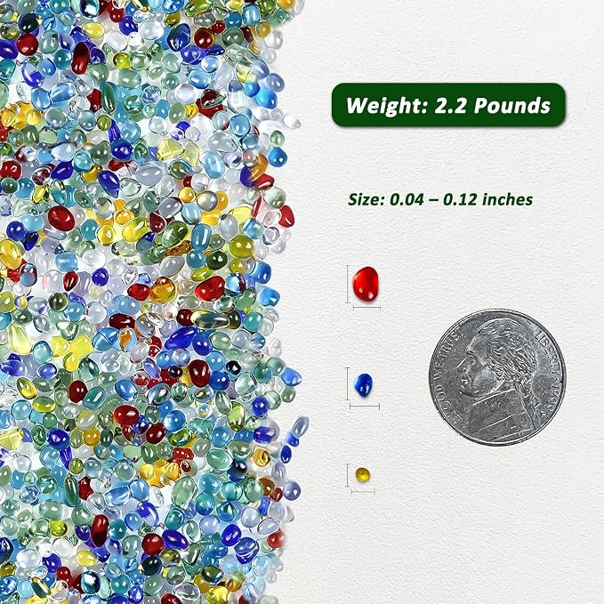 BXI 2.2 Lbs Small Aquarium Substrate Gravel Sand, Polished Smooth Fish Tank Gravel, Colorfast Uncoated Oceanic Mix Decorative Stones, Sea Glass for Vase Fillers, Fairy Garden, Potted Plants