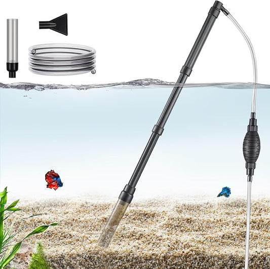 Carefree Fish Aquarium Gravel Vacuum Sand Cleaner with 6Ft Pipe Fish Tank Water Changer Adjustable Length ABS(for 8~30Gal Tank)