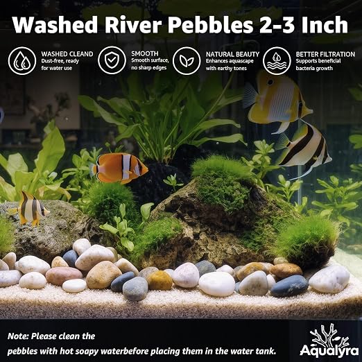 43lbs Natural Large River Rocks, 2''-3''Decorative Stones, Aquarium Pebbles | Water-Washed Natural Finish, Hand-Picked, for Plants, Fish Tank, Garden, Paving, Fountain, Walkways and Outdoor Landscaping