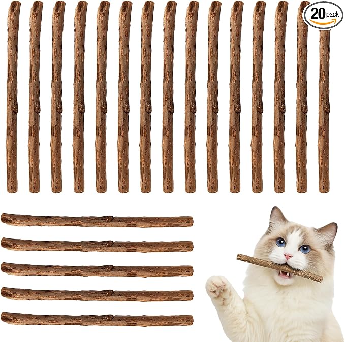 20-Pack Premium Natural Silvervine Chew Sticks for Cats & Kittens – Dental Care Lick Treats