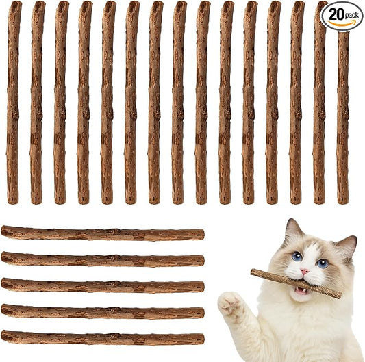 20-Pack Premium Natural Silvervine Chew Sticks for Cats & Kittens – Dental Care Lick Treats
