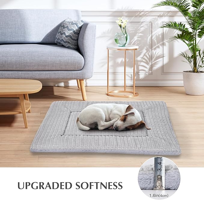 BVAGSS Dog Bed Mat,Reversible Crate Pad, Memory Foam Beds, Soft Warm Pet Cushion for Small Medium Dogs, Washable Pet Sleeping Mattress Kennel Bed Pad XH079 (30''x20''x1.6'',Grey)