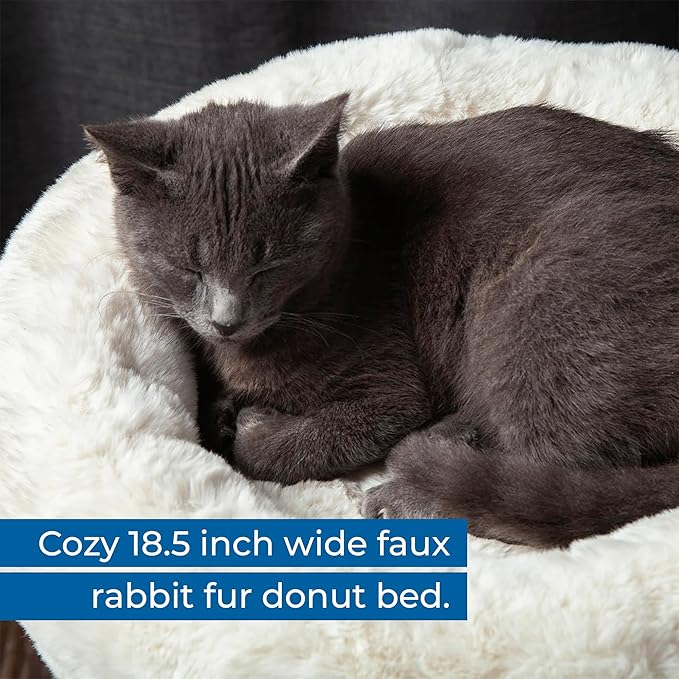 Habitat Haven The Oasis Cat Tree - Luxury Cat Condo, Modern Indoor Tower with Faux Fur Bed, Scratching Posts, and Toy for Cats, 23.5-Inch Width x 18-Inch Depth x 28.5-Inch Height