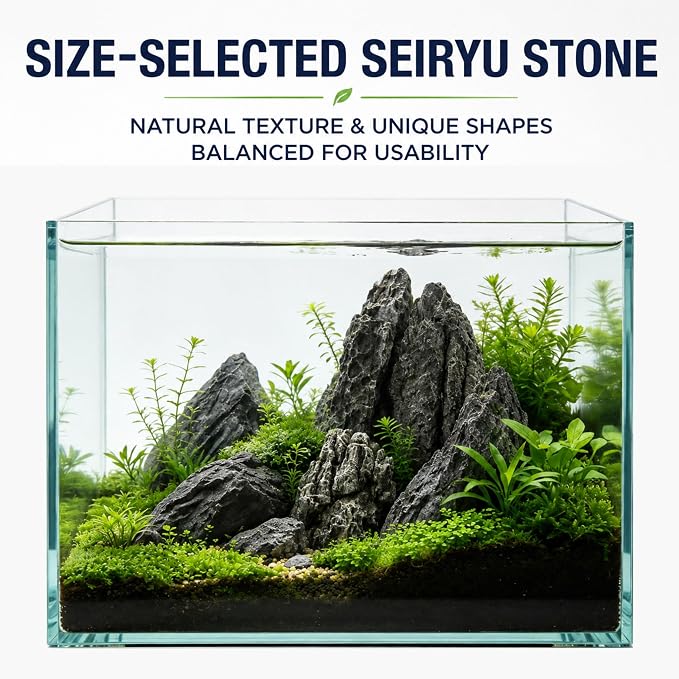 Seiryu Stone Aquascaping Rocks, 10 lb (4-8"), Aquarium Stone Set | Beginner to advanced aquascaping • Iwagumi-ready stone selection • Creates depth & perspective • Ideal for planted aquariums