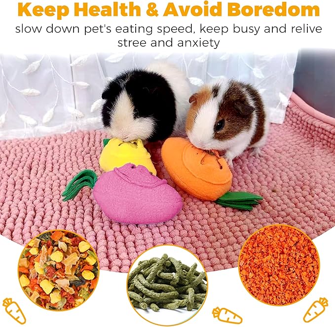 3Pcs Guinea Pig Forage Toys, Guinea Pig Toys Enrichment for Boredom, Washable Puzzle Feed Game Slow Feeder, Snuffle Ball Treat Dispenser Feeding Toy, Exercise Acitivity Foraging Toy (Random Color)