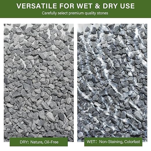 NUPICK 3 lbs Pebbles for Indoor Plants, 3/8 Inch Pea Gravel for Fish Tank, Decorative Rocks for Succulent, Natural River Stones for Vases, Cactus, Landscaping, Bird Bath, Aquarium, Grey